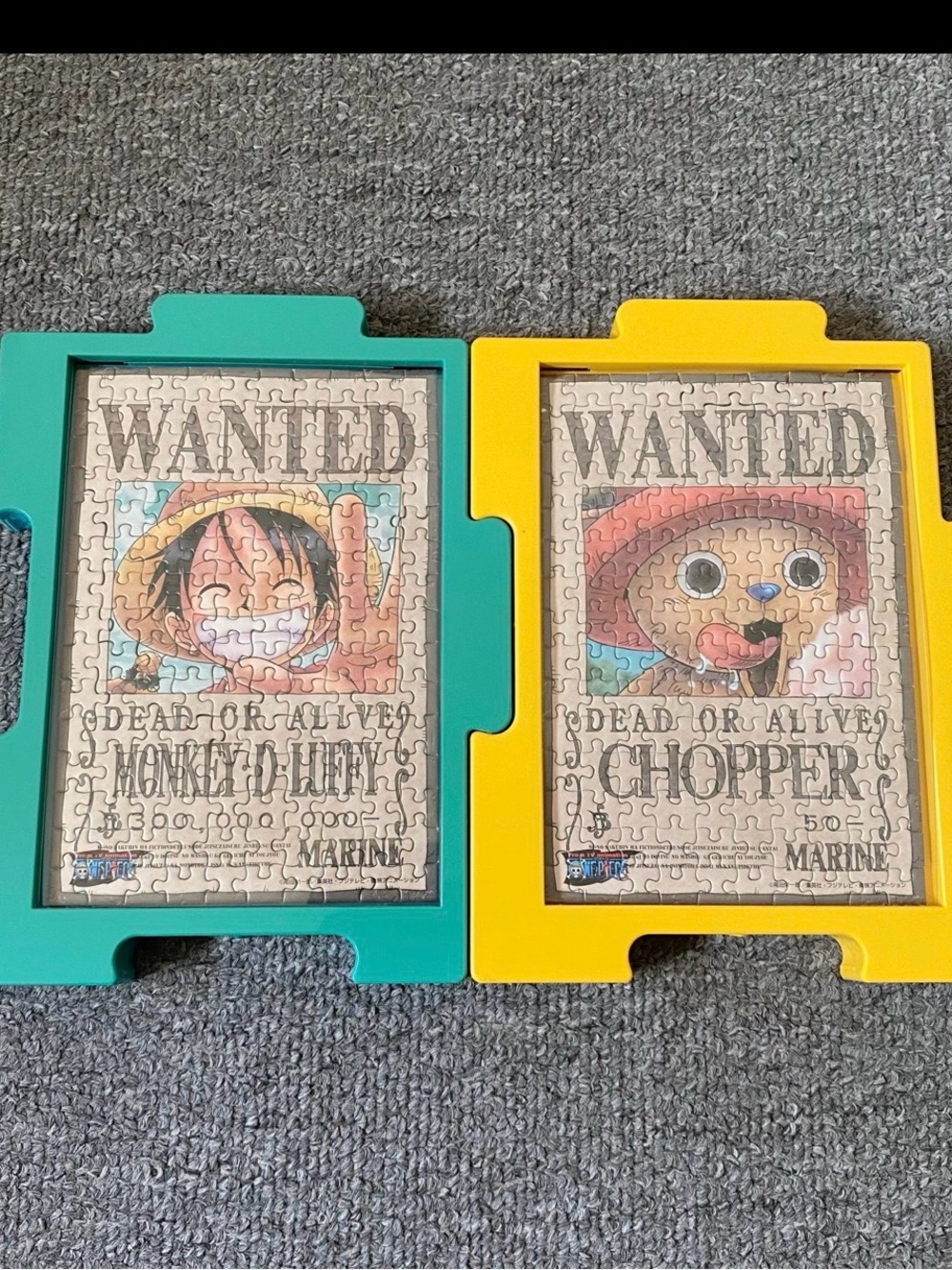 Onepiece Wanted Poster Wall Art Set - Teal & Yellow Frames
